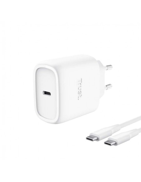 Trust Maxo Cargador de Pared GaN USB-C de 45W Cable Incluido Blanco