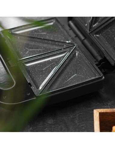 Cecotec Rock'n Toast 1000 Sandwichera 3en1, 800W, 2 Sándwiches, Acabado en Acero Inoxidable