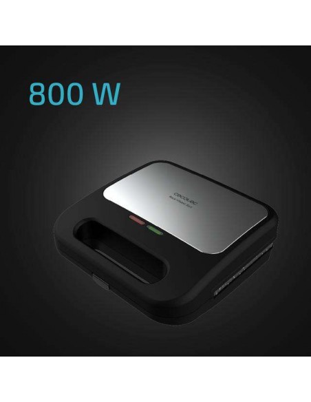 Cecotec Rock'n Toast 1000 Sandwichera 3en1, 800W, 2 Sándwiches, Acabado en Acero Inoxidable