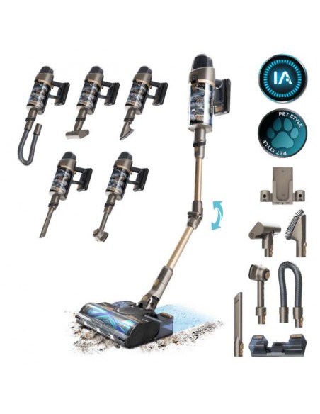 Cecotec Conga Rockstar RX90 AI AquaPet Flex Aspirador Vertical con Cepillo HairLess Antienredos