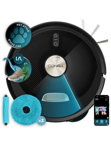 Cecotec Conga M100 Spin AI Robot Aspirador con Mopas Giratorias Elevables. Inteligencia Artificial