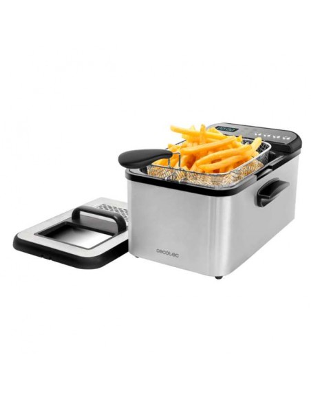 Cecotec Cleanfry Luxury 3000. Freidora de Aceite de 3.2L con 2400W, Acero Inoxidable
