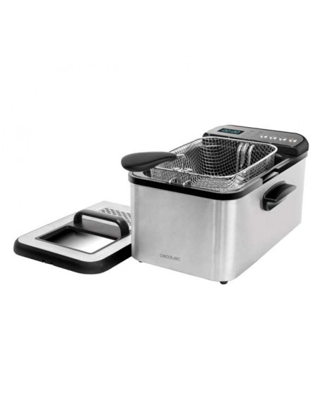 Cecotec Cleanfry Luxury 3000. Freidora de Aceite de 3.2L con 2400W, Acero Inoxidable