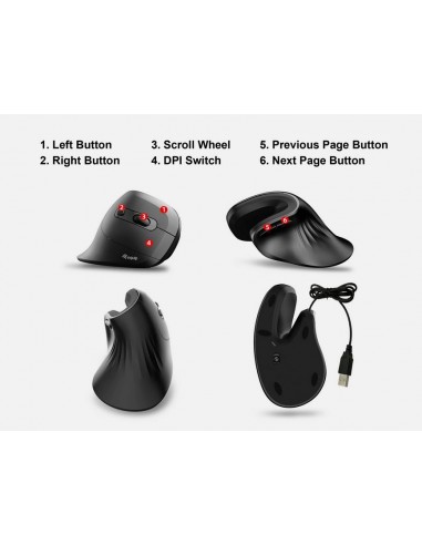 Equip 245119 Ratón Vertical Ergonómico con Cable (USB-C+A)