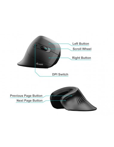 Equip 245119 Ratón Vertical Ergonómico con Cable (USB-C+A)