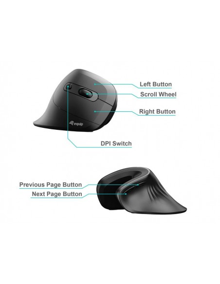Equip 245119 Ratón Vertical Ergonómico con Cable (USB-C+A)