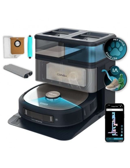 Cecotec Conga Z100 Robot Aspirador Especialista en Fregado con Tecnología AI LaserEye