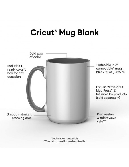 Cricut Taza Cerámica Biselada Gris 425ml (1 unidad)