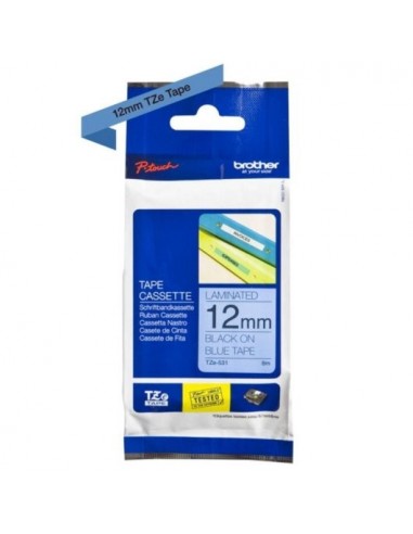 Brother TZE531 Cinta Laminada Negro sobre Azul 12mm
