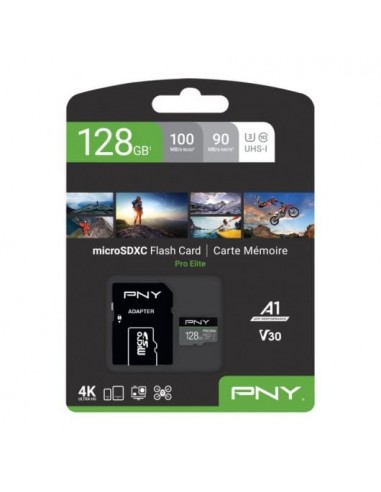 PNY Pro Elite MicroSDXC 128GB UHS-I U3 Clase 10 Tarjeta de Memoria
