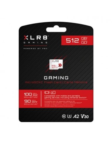 PNY XLR8 MicroSDXC 512GB Clase 10 UHS-I 100MB/s 90MB/s Blanca Tarjeta de Memoria