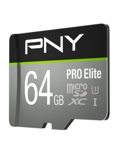 PNY Pro Elite MicroSDXC 64GB UHS-I U3 Clase 10 Tarjeta de Memoria