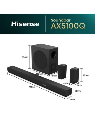 Hisense AX5100Q Barra de Sonido Bluetooth 580W Dolby Atmos Subwoofer Inalámbrico