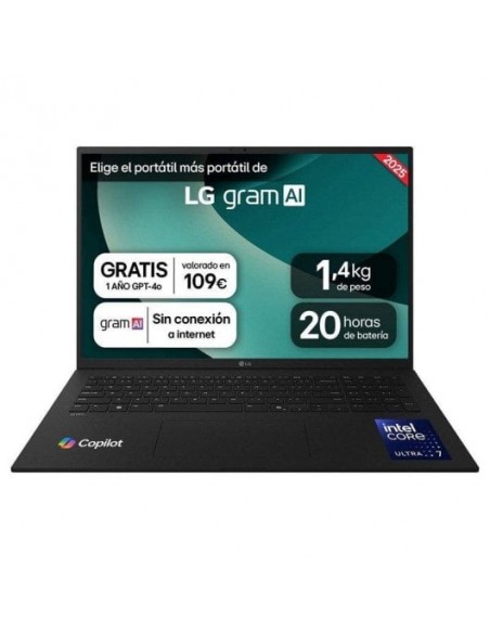 LG Gram 17ZD90T-G.AX88B Intel Core Ultra 7-255H/ 32GB/ 1TB SSD/ 17" Sin S.O. Portátil