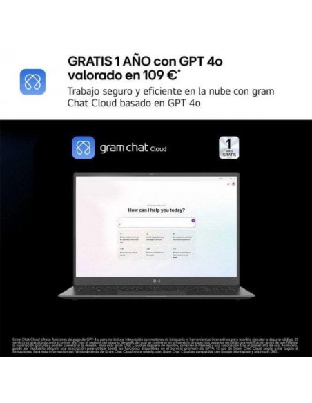 LG Gram 17ZD90T-G.AX88B Intel Core Ultra 7-255H/ 32GB/ 1TB SSD/ 17" Sin S.O. Portátil