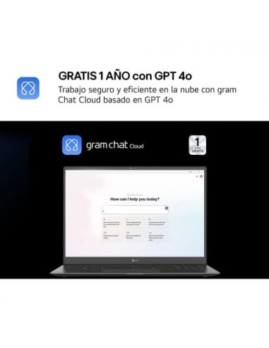 LG Gram 14ZD90T-G.AX88B Intel Core Ultra 7-255H/ 32GB/ 1TB SSD/ 14" Sin S.O. Portátil