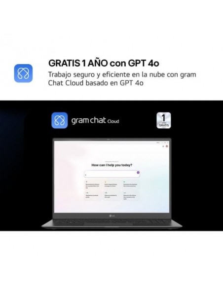 LG Gram 14ZD90T-G.AX88B Intel Core Ultra 7-255H/ 32GB/ 1TB SSD/ 14" Sin S.O. Portátil