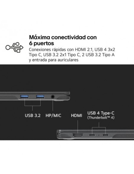 LG Gram 14ZD90T-G.AX88B Intel Core Ultra 7-255H/ 32GB/ 1TB SSD/ 14" Sin S.O. Portátil