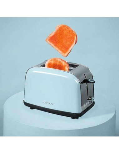 Cecotec Toastin' time 850 Blue Tostador Vertical de Acero con Doble Ranura Corta 850W