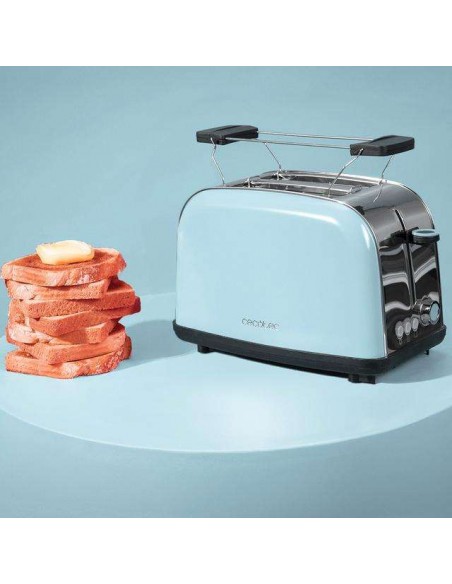 Cecotec Toastin' time 850 Blue Tostador Vertical de Acero con Doble Ranura Corta 850W