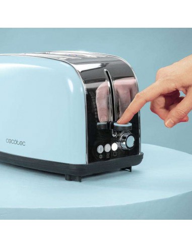 Cecotec Toastin' time 850 Blue Tostador Vertical de Acero con Doble Ranura Corta 850W