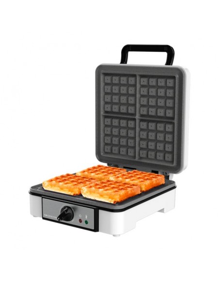 Cecotec Fun Gofrestone 4Inox. Gofrera Eléctrica Acero Inoxidable y Revestimiento Antiadherente 1200W