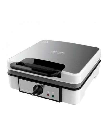 Cecotec Fun Gofrestone 4Inox. Gofrera Eléctrica Acero Inoxidable y Revestimiento Antiadherente 1200W