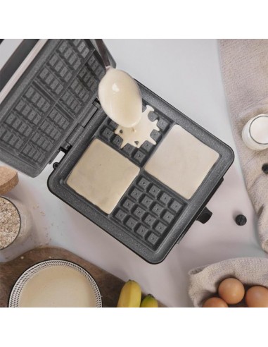 Cecotec Fun Gofrestone 4Inox. Gofrera Eléctrica Acero Inoxidable y Revestimiento Antiadherente 1200W