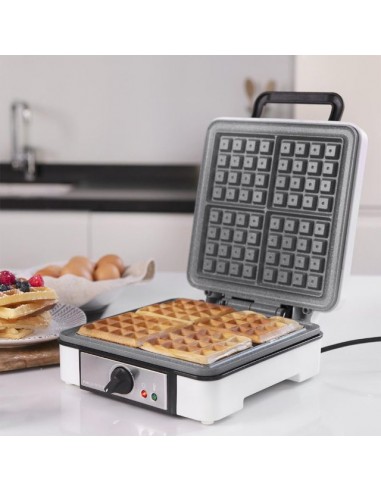 Cecotec Fun Gofrestone 4Inox. Gofrera Eléctrica Acero Inoxidable y Revestimiento Antiadherente 1200W