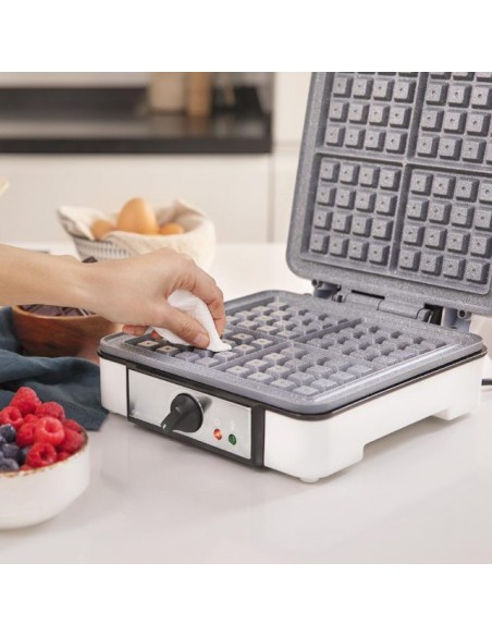 Cecotec Fun Gofrestone 4Inox. Gofrera Eléctrica Acero Inoxidable y Revestimiento Antiadherente 1200W