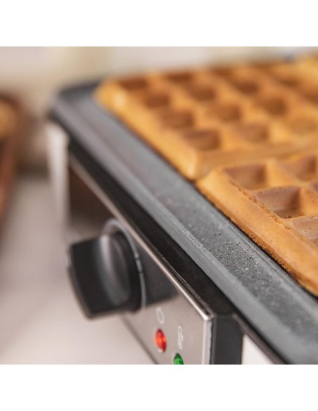 Cecotec Fun Gofrestone 4Inox. Gofrera Eléctrica Acero Inoxidable y Revestimiento Antiadherente 1200W