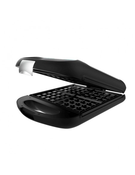 Cecotec Rock'nToast Family Waffle. Gofrera de 1500 W, Capacidad 4 Gofres, Antiadherente