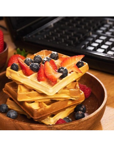 Cecotec Rock'nToast Family Waffle. Gofrera de 1500 W, Capacidad 4 Gofres, Antiadherente
