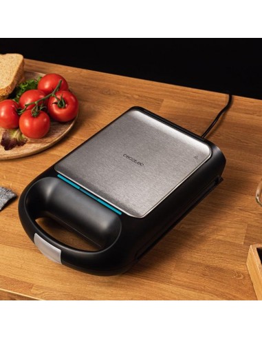 Cecotec Rock'nToast Family Waffle. Gofrera de 1500 W, Capacidad 4 Gofres, Antiadherente