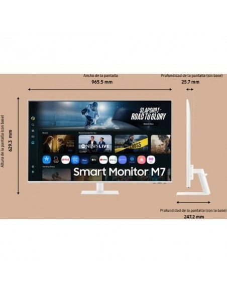Samsung Smart M7 M70F 43" 4K Ultra HD 60Hz VA Smart HDR10 Blanco Monitor