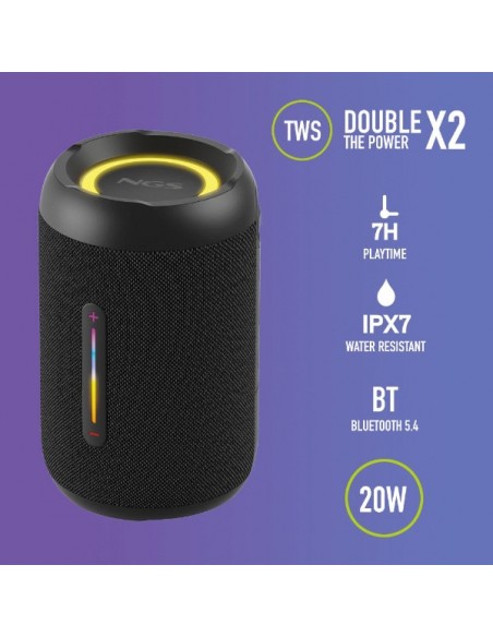 NGS Roller Furia 2 Tiny Altavoz Bluetooth 20W 2.0 Negro