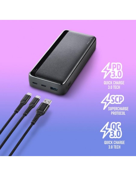 NGS QUIZ 20 Powerbank 20000mAh 22.5W 2xUSB-C + 1xUSB-A Negra