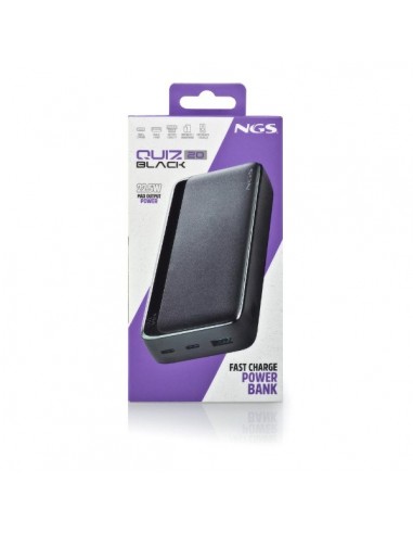 NGS QUIZ 20 Powerbank 20000mAh 22.5W 2xUSB-C + 1xUSB-A Negra