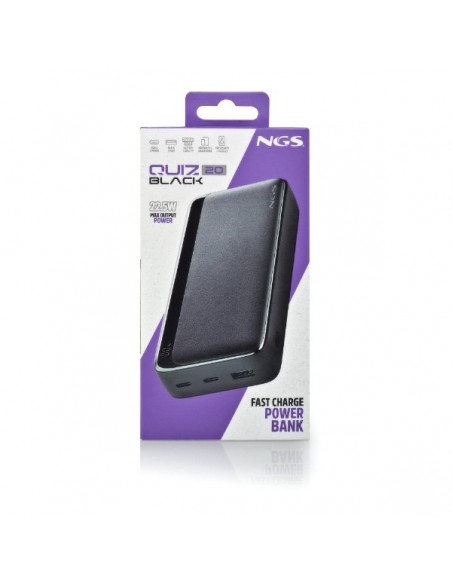 NGS QUIZ 20 Powerbank 20000mAh 22.5W 2xUSB-C + 1xUSB-A Negra