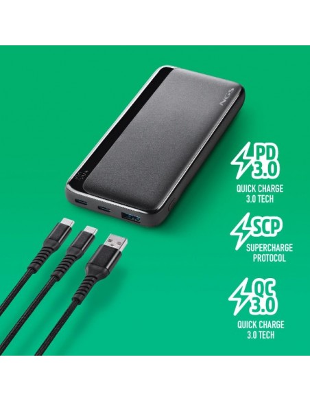 NGS QUIZ 10 Powerbank 10000mAh 22.5W 2xUSB-C + 1xUSB-A Negra