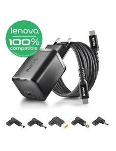 NGS BUD65W-L Cargador de Portátil (Lenovo) GaN 1xUSB-C 65W Automático, 5 Conectores, Voltaje 5-20V