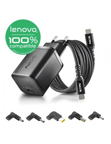 NGS BUD65W-L Cargador de Portátil (Lenovo) GaN 1xUSB-C 65W Automático, 5 Conectores, Voltaje 5-20V