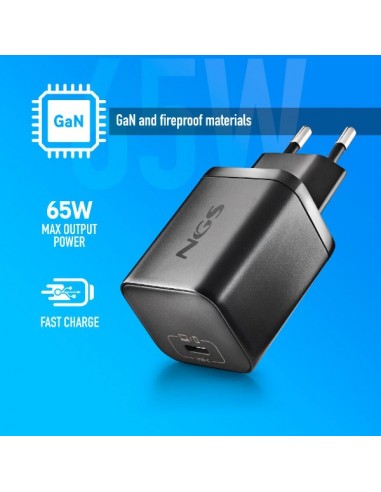 NGS BUD65W-H Cargador de Portátil (HP) GaN 1xUSB-C 65W Automático, 8 Conectores, Voltaje 5-20V