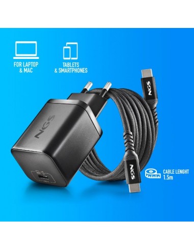 NGS BUD65W-H Cargador de Portátil (HP) GaN 1xUSB-C 65W Automático, 8 Conectores, Voltaje 5-20V