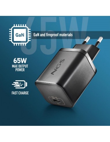 NGS BUD65W-C Cargador de Pared GaN 1xUSB-C 65W
