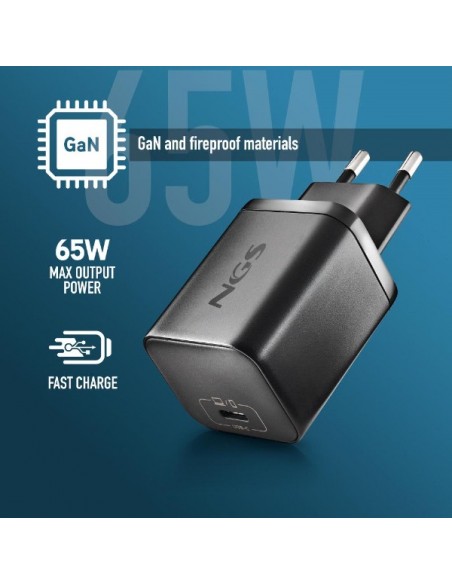 NGS BUD65W-C Cargador de Pared GaN 1xUSB-C 65W