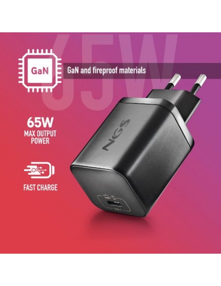 NGS BUD65W-AC Cargador de Portátil (Acer) GaN 1xUSB-C 65W Automático, 4 Conectores, Voltaje 5-20V