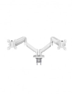 Mars Gaming MARM-PRO2 Soporte de Mesa 2 Monitores 13-32", Giratorio, Inclinable, Rotatorio, hasta 10Kg Blanco