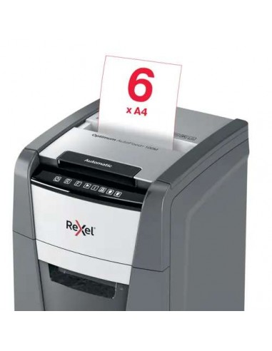 Rexel Optimum AutoFeed 100M Destructora de Papel Microcorte P-5 34L Negra