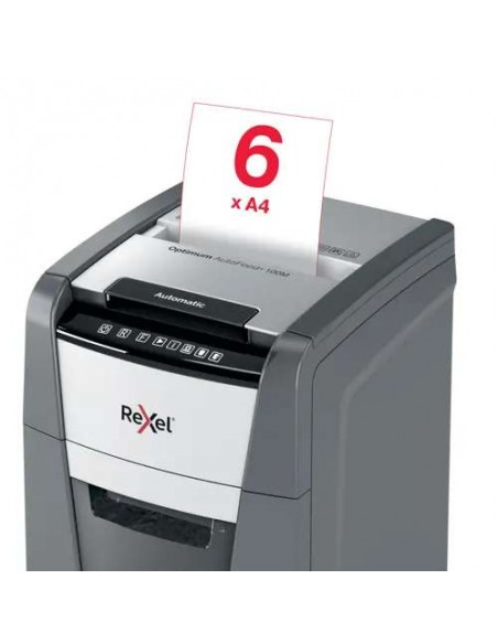 Rexel Optimum AutoFeed 100M Destructora de Papel Microcorte P-5 34L Negra
